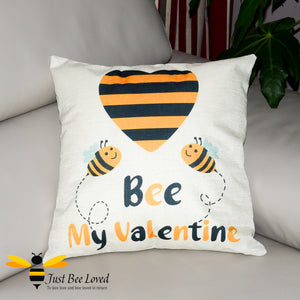Bee my Valentine Bumblebees Love Heart Scatter Cushion