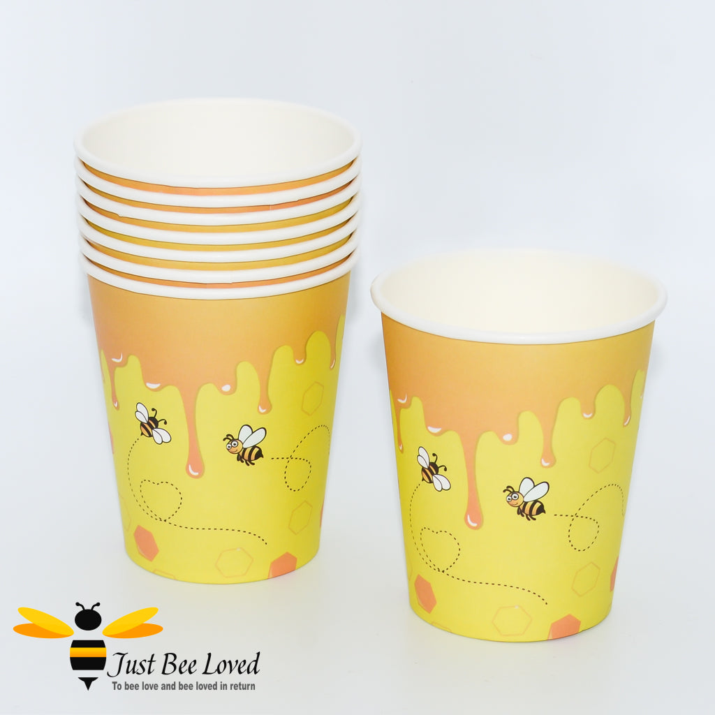 Bee themed disposable party paper cups