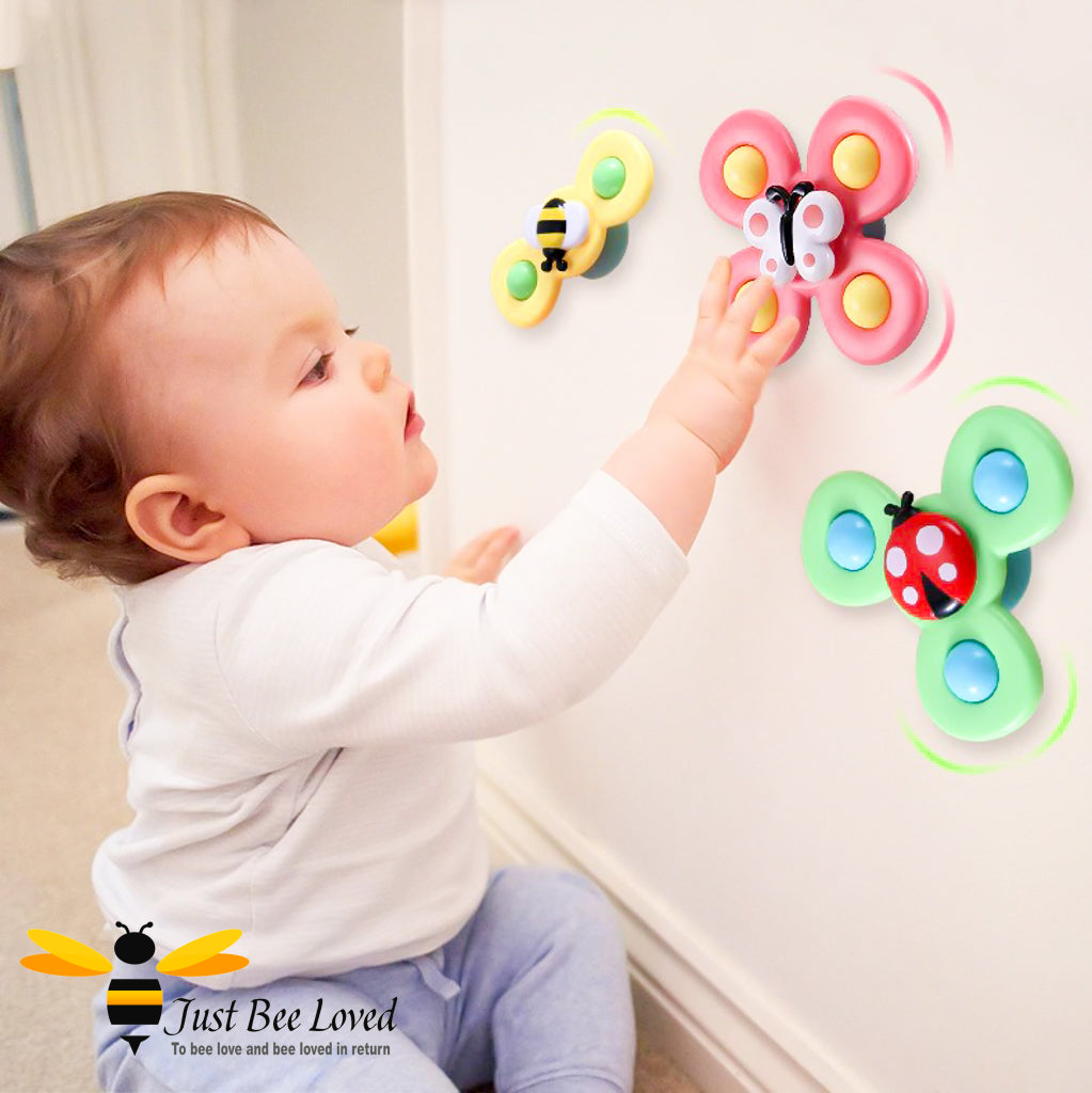 bee ladybird butterfly bath spinning sucker toys
