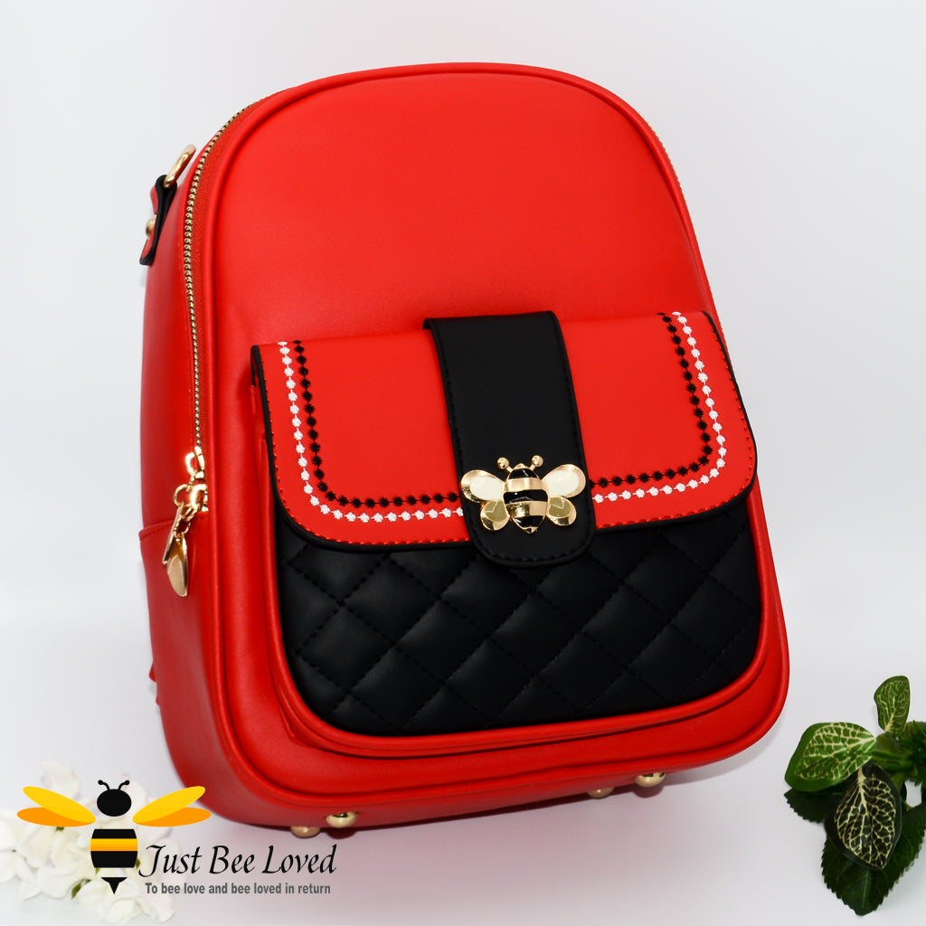 bumblee leather backpack Faux Leather Bee Backpack
