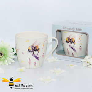 Jennifer Rose Country Life Bumblebee and Lavender Flowers Fina China Mug