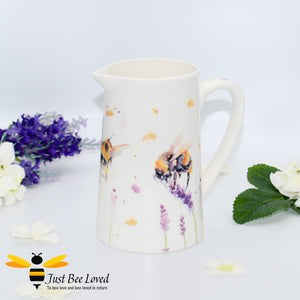 Jennifer Rose Fine China Medium size Country Life Bumblebees Flower Vase Jug