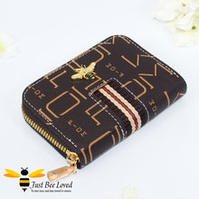 Load image into Gallery viewer, RFID card holder brown faux leather bumble bee wallet purse