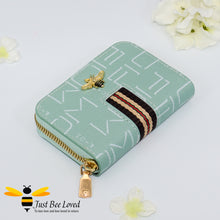 Load image into Gallery viewer, RFID card holder green faux leather bumble bee wallet purse