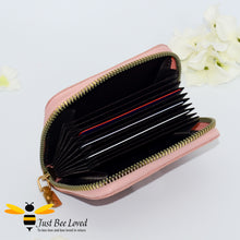 Load image into Gallery viewer, RFID card holder pink faux leather bumble bee wallet purse