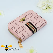 Load image into Gallery viewer, RFID card holder pink faux leather bumble bee wallet purse 