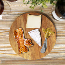 Load image into Gallery viewer, Acacia Wood Cheese Board &amp; Bee Spreader Gift Set