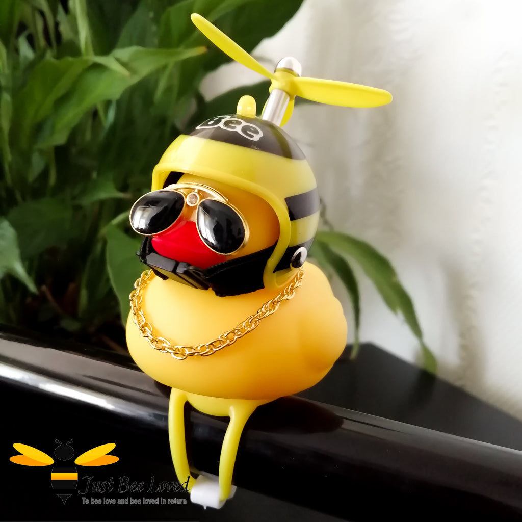 Lovely Duckling In The Car Ornament With Helmet Chain Car Interior