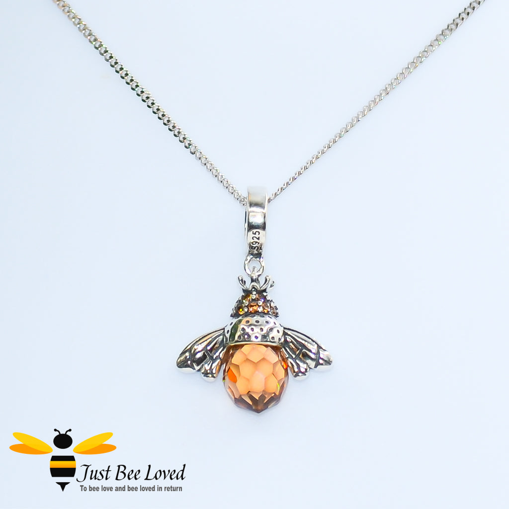 Sterling Silver 925 Queen Honey Bee Pendant Necklace