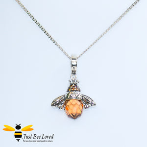 Sterling Silver 925 Queen Honey Bee Pendant Necklace