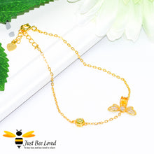 Load image into Gallery viewer, Sterling silver 925 1 carat Oval Citrine Bee Bracelet with peridot honeycomb 14k gold plated