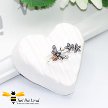 Load image into Gallery viewer, Sterling Silver 925 Bee &amp; Flowers Open Ring