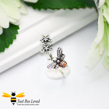 Load image into Gallery viewer, Sterling Silver 925 Bee &amp; Flowers Open Ring
