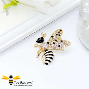 18K Gold Plated Rhinestone Honey Bee Brooch Bee Trendy Fashion Jewellery