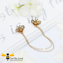 Load image into Gallery viewer, Twin Bee Double Chain Brooch Bee Trendy Fashion Jewellery