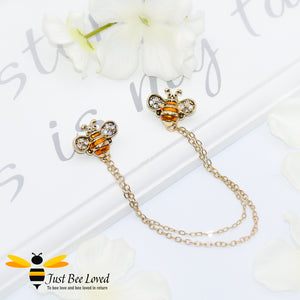 Twin Bee Double Chain Brooch Bee Trendy Fashion Jewellery