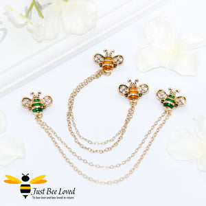 Twin Bee Double Chain Brooch Bee Trendy Fashion Jewellery