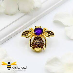 Glamorous Gold Plated Crystal Bee Brooch Bee Trendy Fashion Jewellery