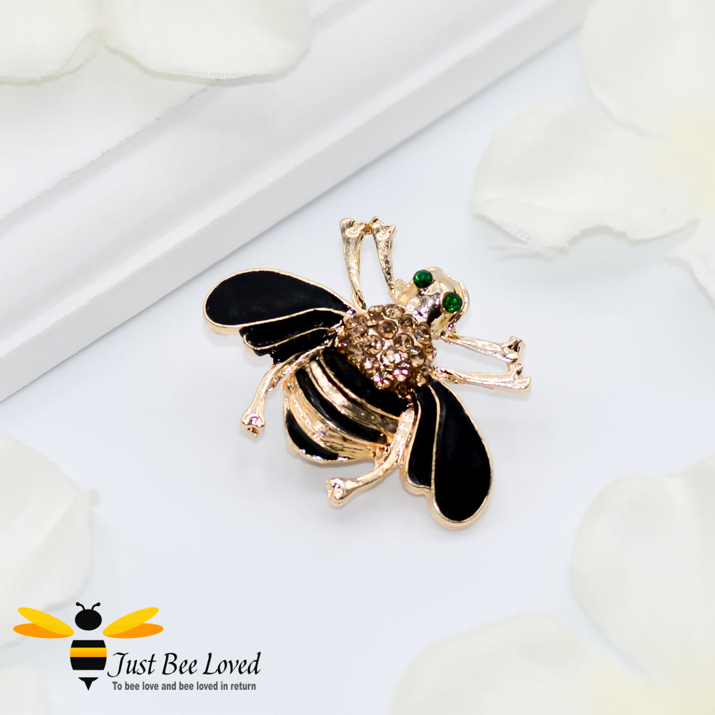Gold & Black Small Bee Pin Brooch Bee Trendy Fashion Jewellery