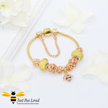 Load image into Gallery viewer, Bee &amp; Murano Bead Charm Bracelet - 4 Colours Bee Trendy Fashion Jewellery