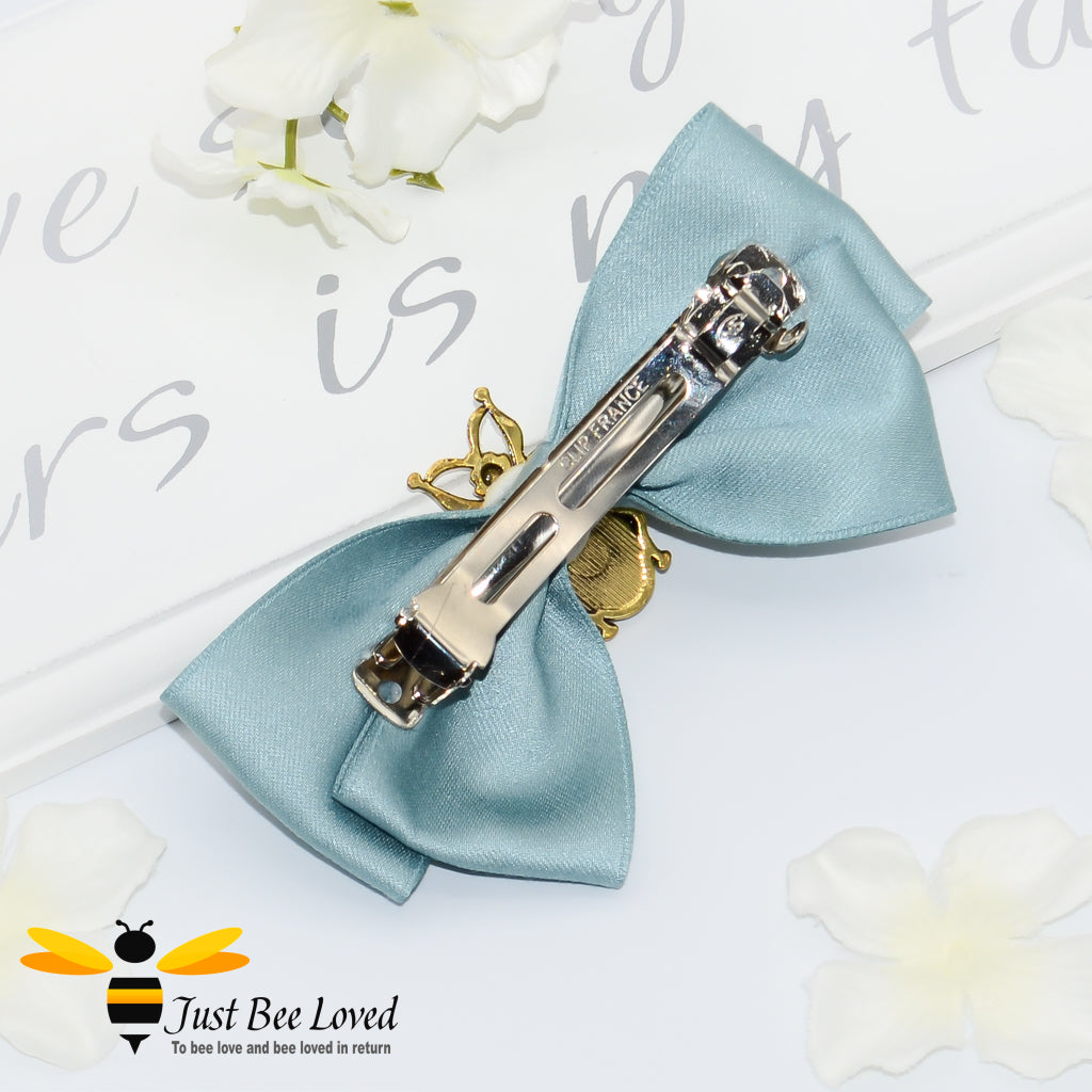 Pastel green bee hair clip bow