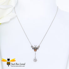 Load image into Gallery viewer, Sterling Silver 925 Star &amp; Bee Pendant Necklace