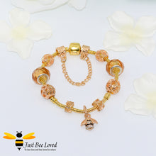 Load image into Gallery viewer, Bee &amp; Murano Bead Charm Bracelet - 4 Colours Bee Trendy Fashion Jewellery