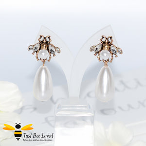 Vintage Pearl Teardrop Bee Earrings Trendy Fashion Jewellery