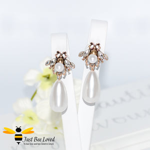 Vintage Pearl Teardrop Bee Earrings Trendy Fashion Jewellery