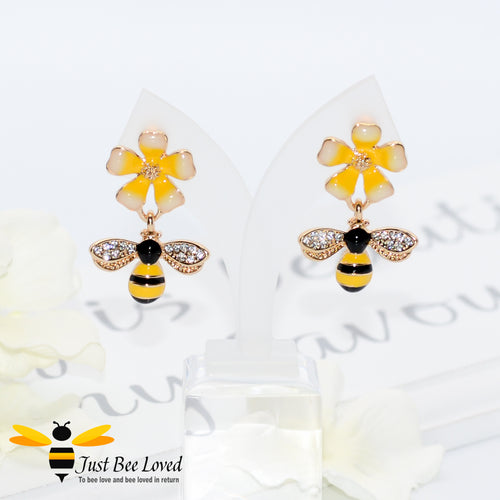 Daisy & Bee Cubic Zirconia Drop Earrings Bee Trendy Fashion Jewellery