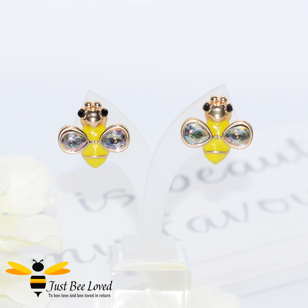 Yellow Bee Stud Earrings