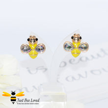Load image into Gallery viewer, Yellow Glaze Bee Stud Earrings Bee Trendy Fashion Jewellery