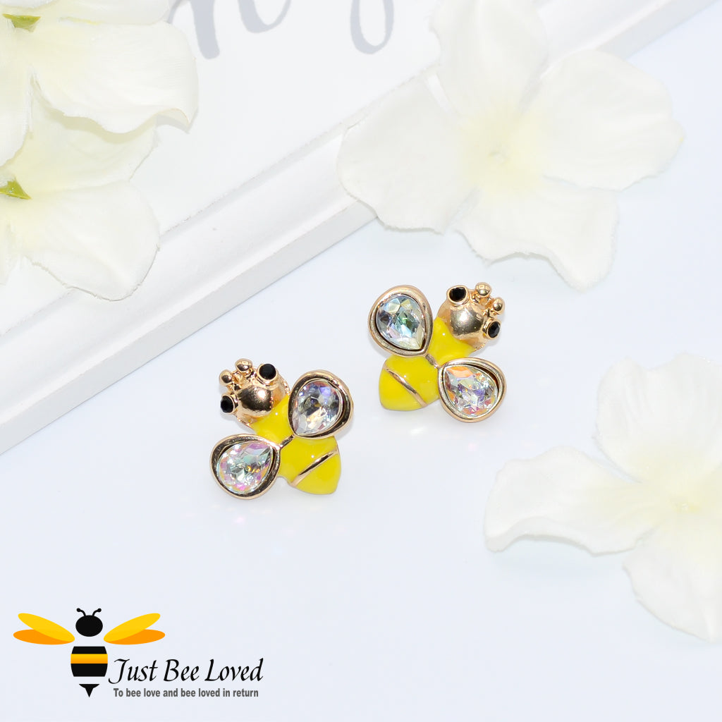 Yellow Bee Stud Earrings 