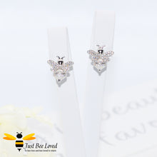 Load image into Gallery viewer, Cubic Zircon Silver Plated Bee Stud Earrings Bee Trendy Fashion Jewellery