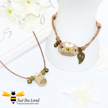 Load image into Gallery viewer, Handmade Small Clay Bee &amp; Beads Rope Necklace and matching bee clay bracelet Bee Trendy Fashion Jewellery