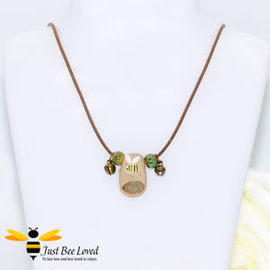 Handmade Small Clay Bee & Beads Rope Necklace Bee Trendy Fashion Jewellery
