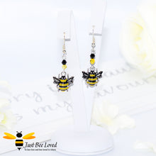 Load image into Gallery viewer, Just Bee Loved Handmade Silver Bee Charms 4 Piece Jewellery Set, bee earrings, bee necklace, bee bracelet, bee anklet Bee Trendy Fashion Jewellery