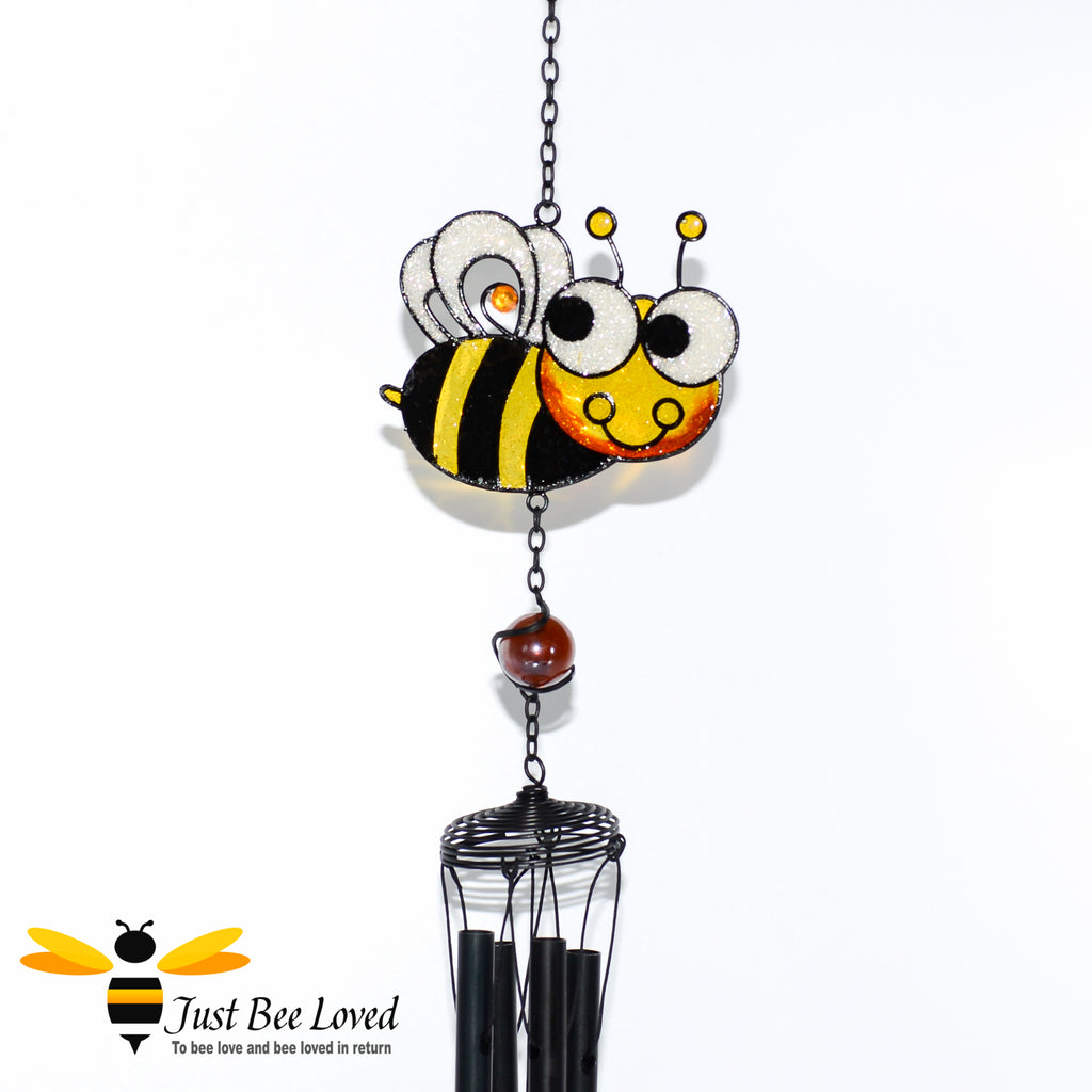 Hand crafted metal and glass resin Bumblebee Bee Wind Chime and Suncatcher 