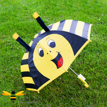 Load image into Gallery viewer, Children&#39;s Smiley Bumblebee with antennae umbrella