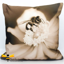 Load image into Gallery viewer, Just Bee Loved Home Decor Large Scatter Cushion with Honeybee photographic print by Landscape &amp; Nature Photographer Yasmin Flemming
