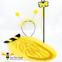 Load image into Gallery viewer, Children&#39;s 3 Piece Bee Wings Wand &amp; Antennae Head Set Fancy Dress Costume
