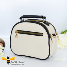 Load image into Gallery viewer, Just Bee Loved Bee Embellished PU Leather Crossbody Handbag with gold and pearl bee, in colours cream and black