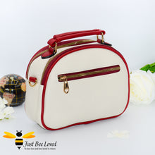 Load image into Gallery viewer, Just Bee Loved Bee Embellished PU Leather Crossbody Handbag with gold and pearl bee, in colours cream and red