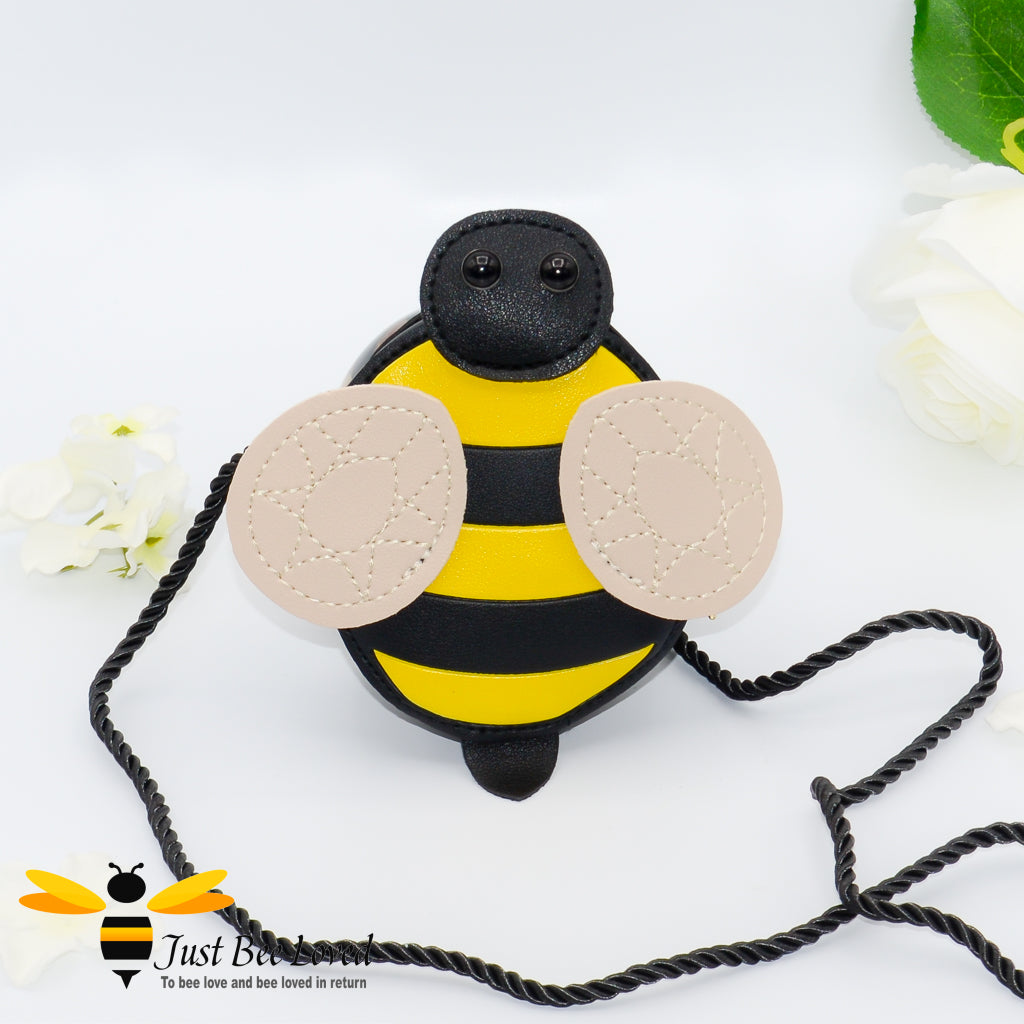 girl's bee PU Leather small cross body zipped bag with rope strap