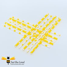 Load image into Gallery viewer, Yellow White Polka Dot Party Paper Straws Bee Party Supplies &amp; Fancy Dress