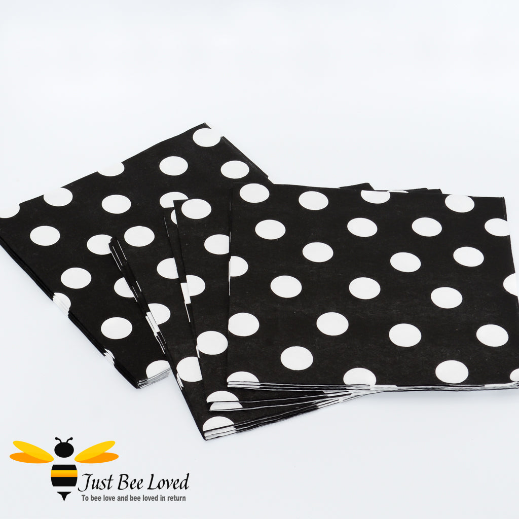 Black White Polka Dots Paper Party Napkins Bee Party Supplies & Fancy Dress