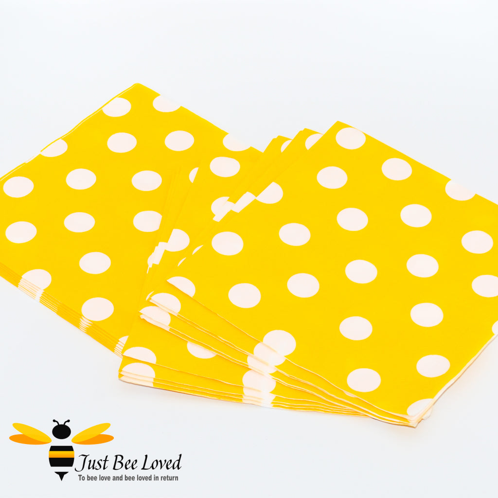 Yellow White Polka Dots Paper Party Napkins Bee Party Supplies & Fancy Dress