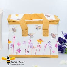 Load image into Gallery viewer, Thermal Lunch Picnic Bag from the Jennifer Rose &quot;Busy Bees&quot; Leonardo Collection decorated with Bees and flowers print