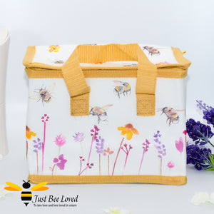 Thermal Lunch Picnic Bag from the Jennifer Rose "Busy Bees" Leonardo Collection decorated with Bees and flowers print