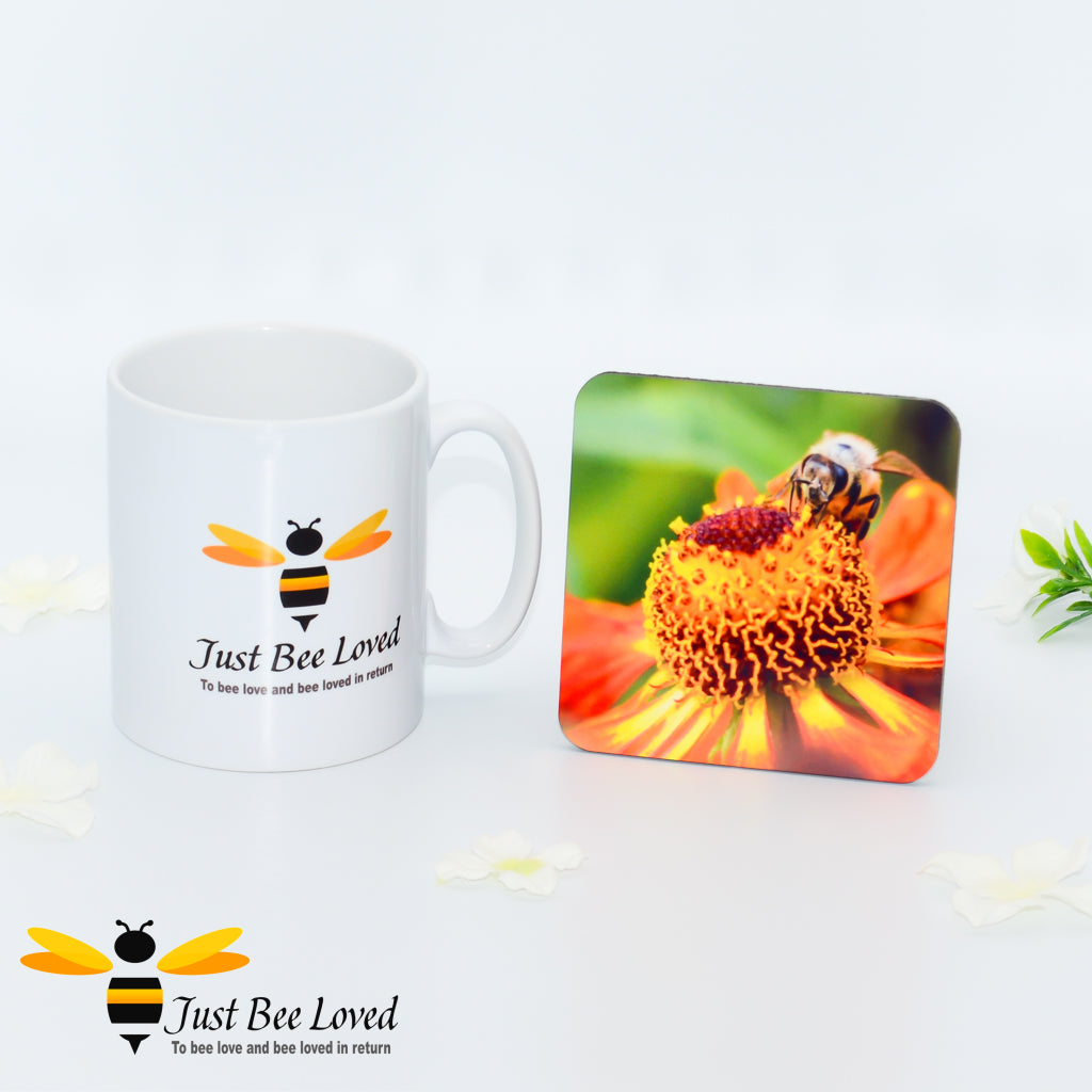 Just Bee Loved Signature Bee Mug and Photographic Coaster Set by Landscape & Nature Photographer Yasmin Flemming